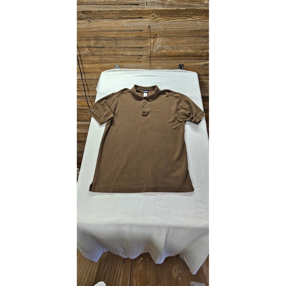 Patagonia Mens Organic Cotton Pique Polo Shirt Brown Short Sleeve Large